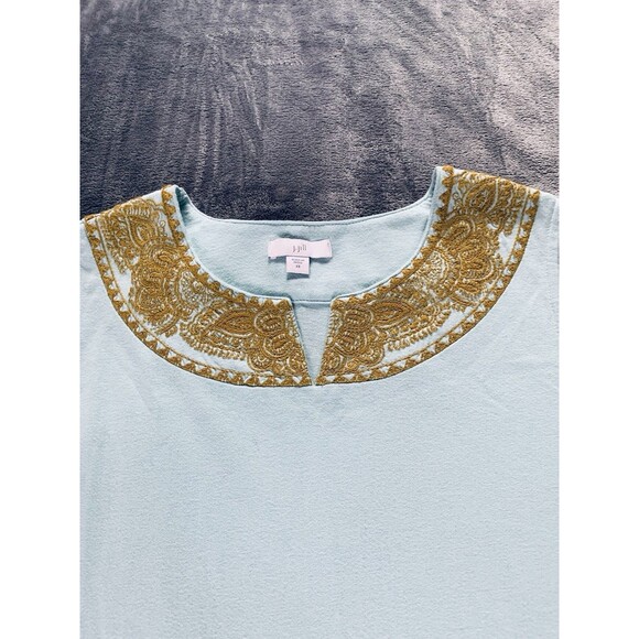 J. Jill Tank Top Women's Size XS Mint Green Gold Embroidered Sleeveless Boho - Picture 5 of 14